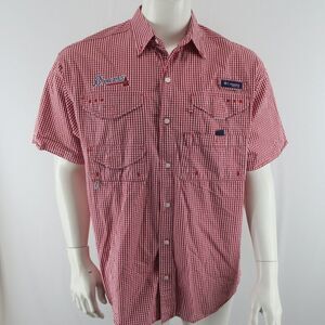 Columbia PFG Short Sleeve Men's‎ Fishing Vented Shirt Size M Atlanta Braves